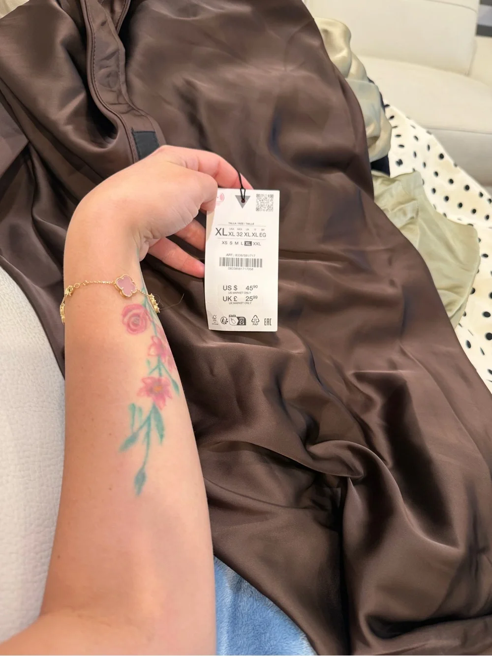 Zara Chocolate Brown Satin Midi Skirt